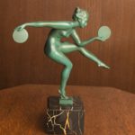 art deco bronze sculpture with green patina