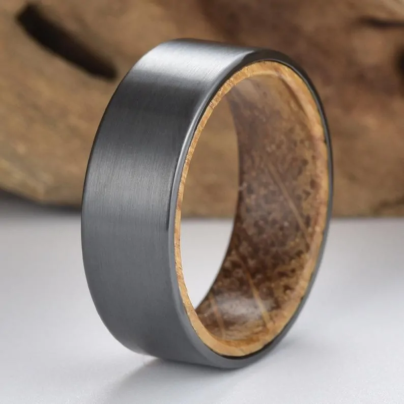 Black zirconium wedding band