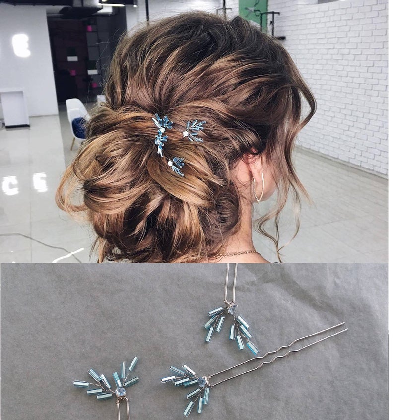 Blue crystal hairpin 