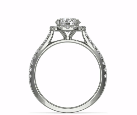 Halo-cathedral setting engagement ring