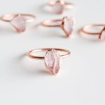 Raw rose quartz rings boho jewelry style