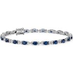 Tennis bracelet with blue sapphire