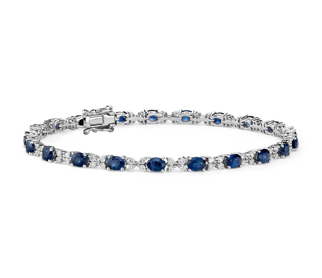Tennis bracelet with blue sapphire