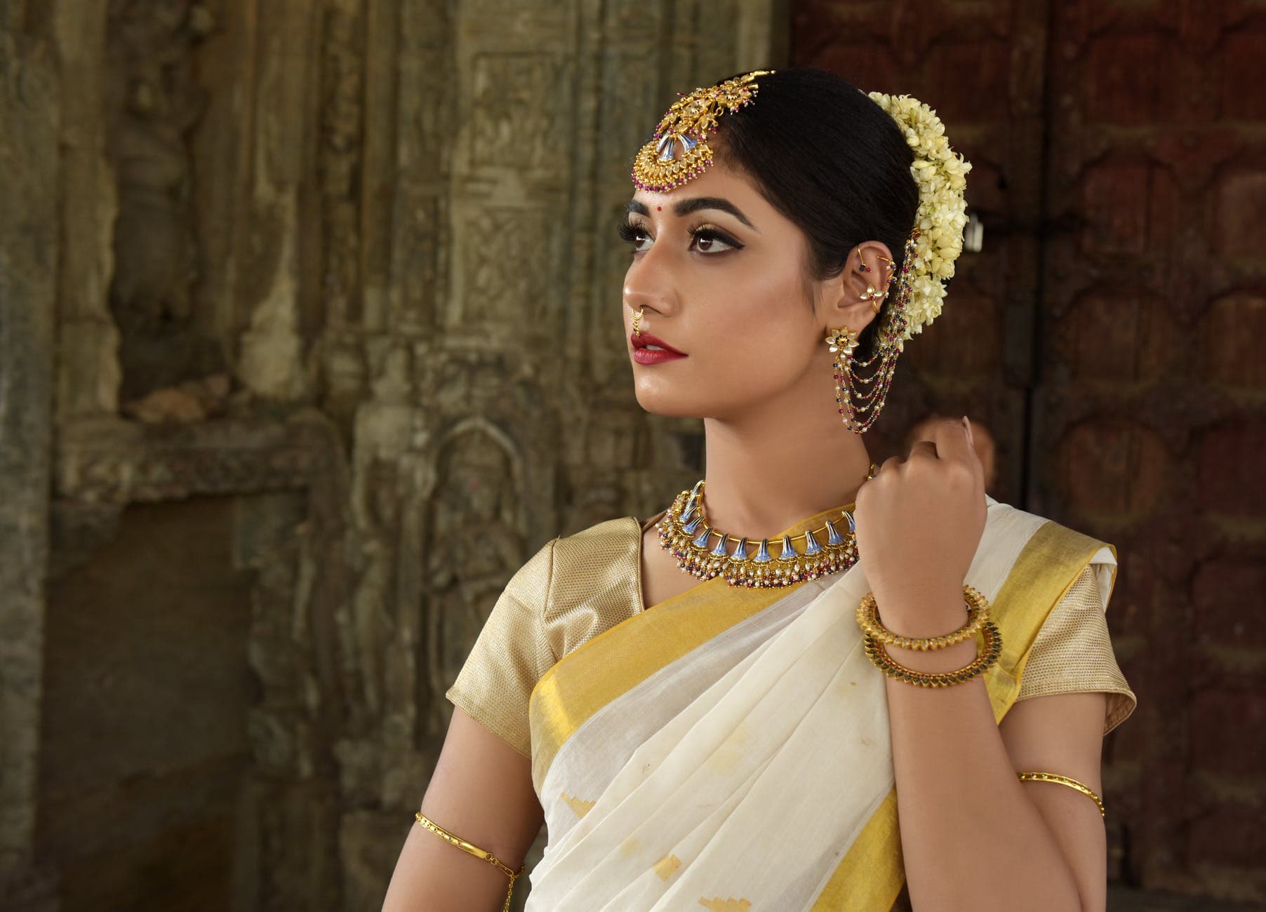 Girl wearing Indian jewelry