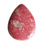 Pear shape thulite stone with inclusions
