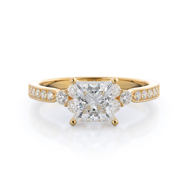 princess cut engagement ring in yellow gold