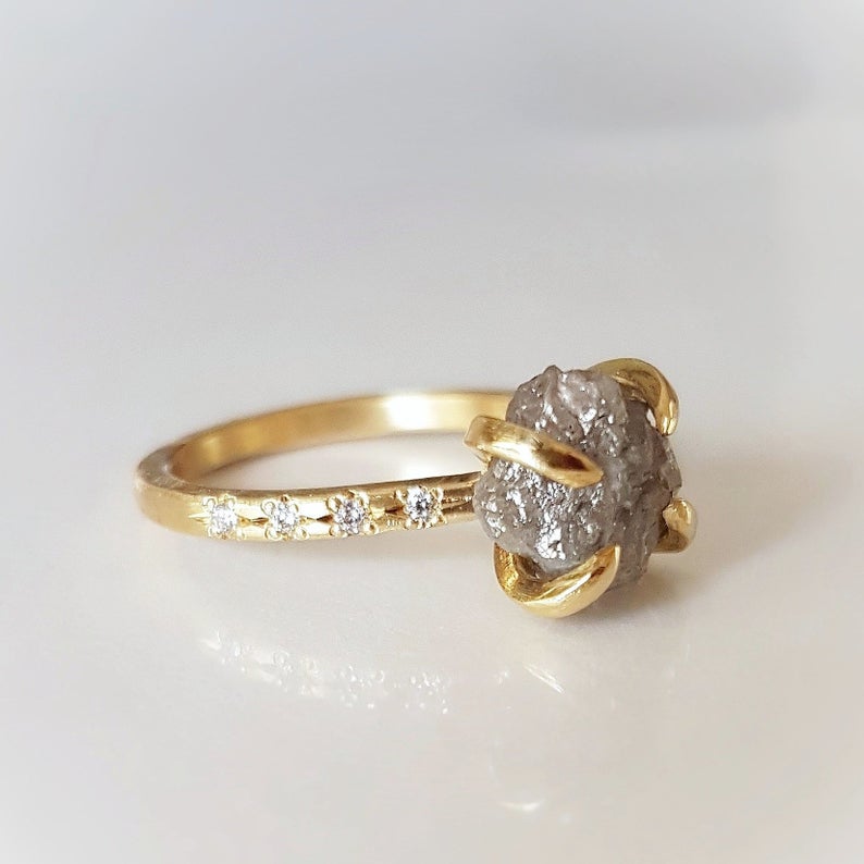 Salt pepper diamond engagement ring