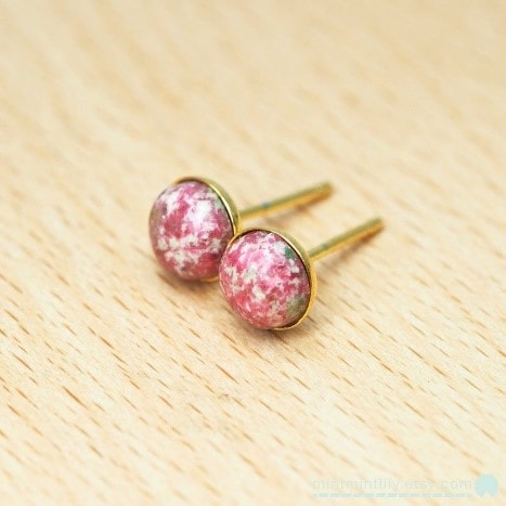 Thulite stud earrings