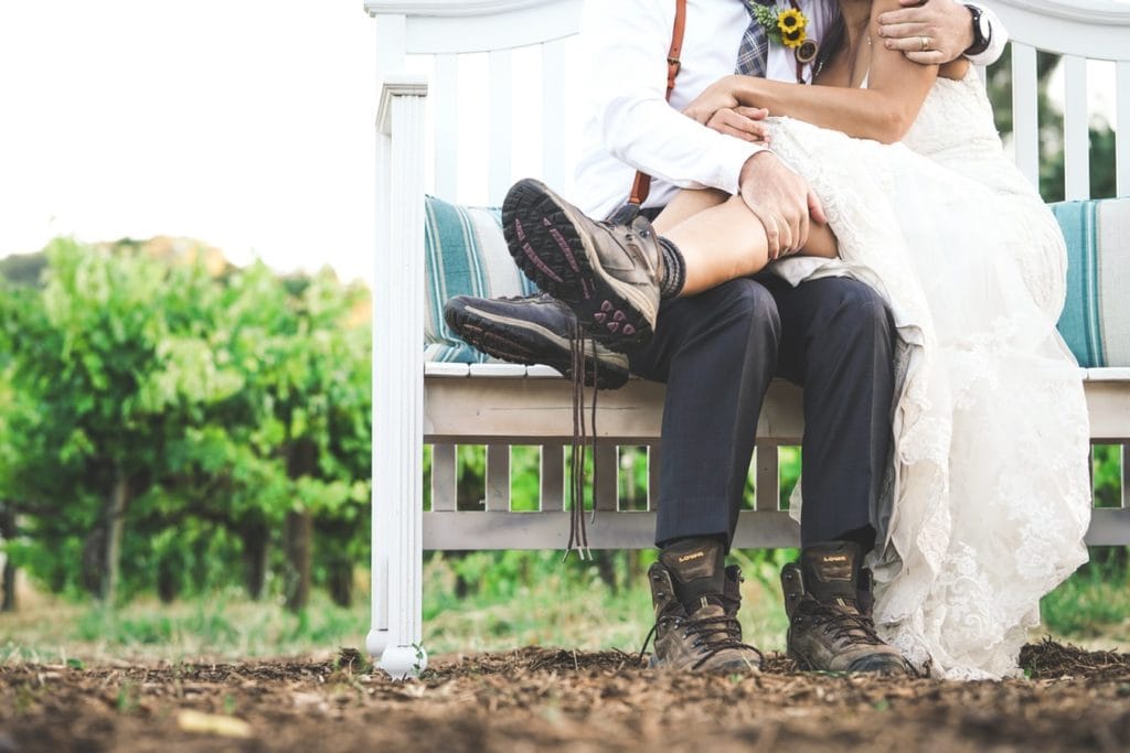 Wedding boots and bride
