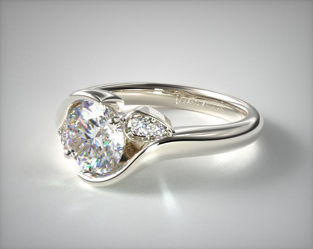 Bypass engagement ring in white gold