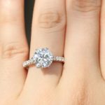 Cubic zirconia engagement ring close up