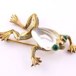 Frog jelly belly brooch trifari jewelry