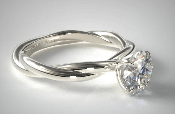 High-setting 4-prong engagement ring in white gold