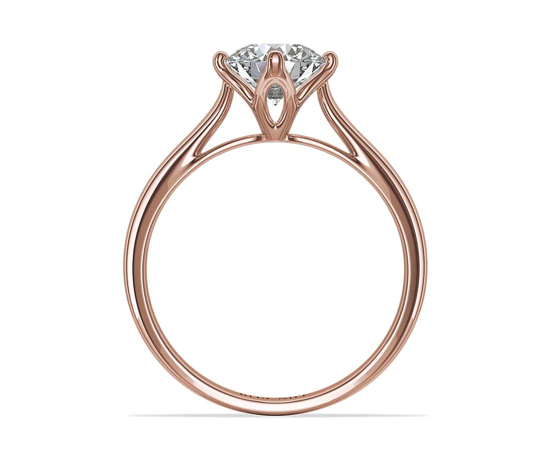 high-setting round shape diamond engagement ring in rose gold
