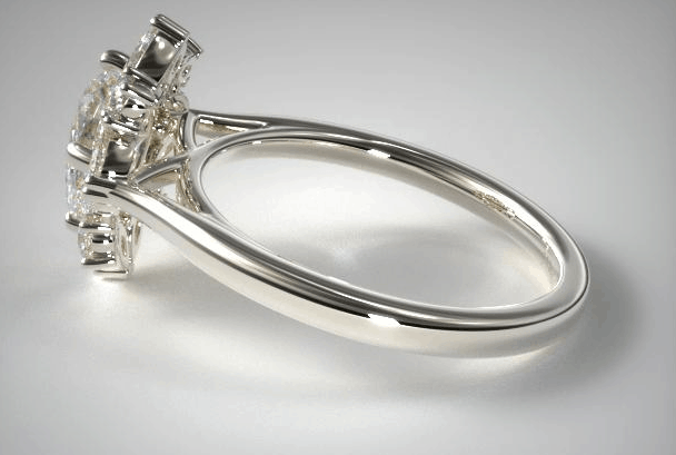 Oval engagement ring side view