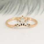 Cluster curved wedding band very good choice for Marquise Engagement Ring