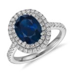 micro-pave setting engagement ring with blue sapphire