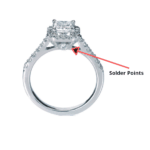 Solder point shown on a ring