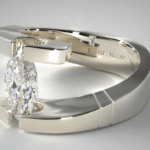 Tension set marquise ring