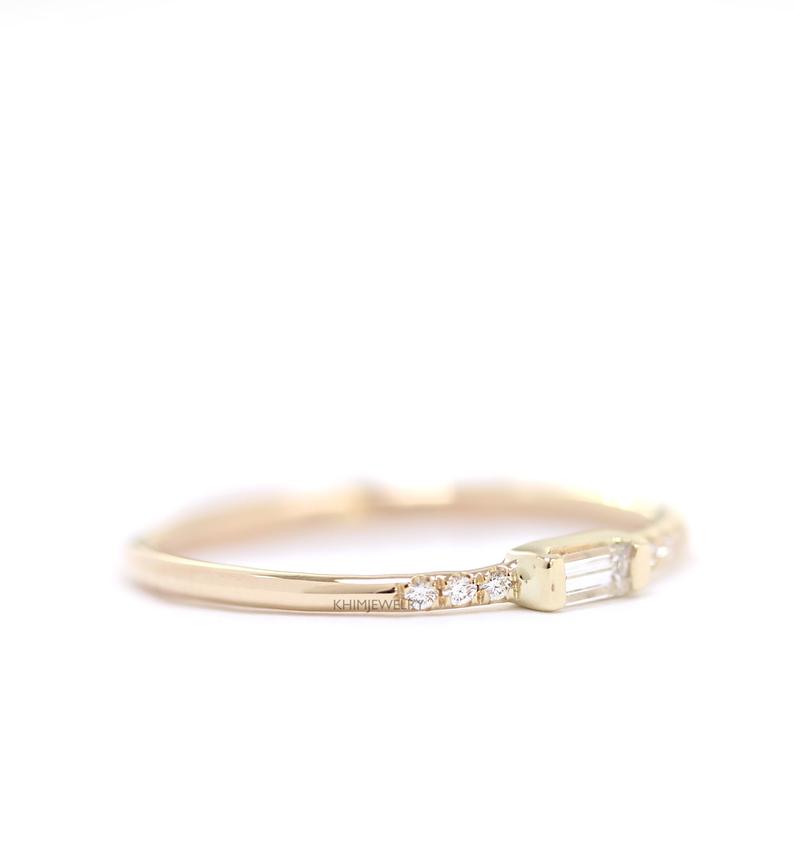 Thin baguette engagement ring