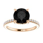Black diamond ring with rose gold metal