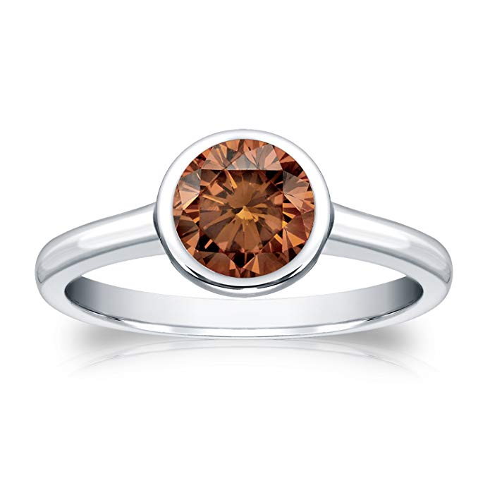 Brown diamond bezel setting engagement ring