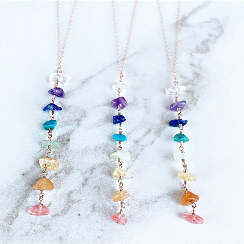 Chakra necklace crystals