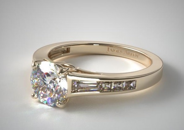 Channel set engagement ring with round shape diamond