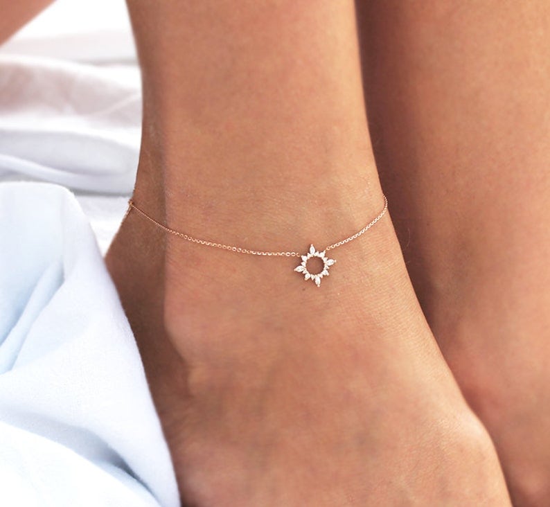 diamond and gold anklet