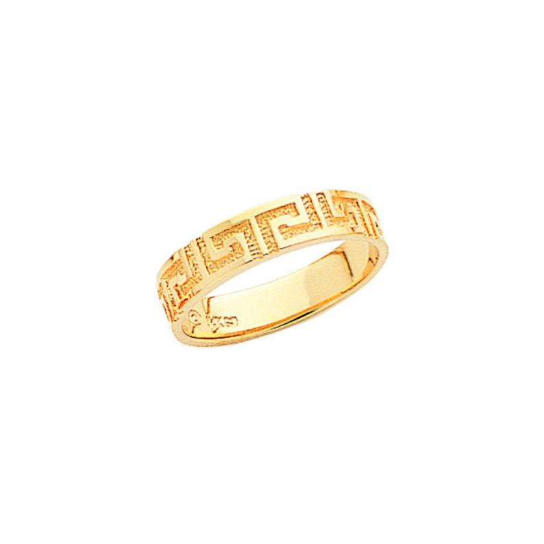 Greek key yellow gold ring