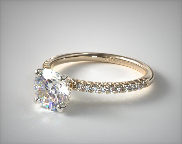 Petite pave engagement ring