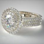 Triple pave halo ring