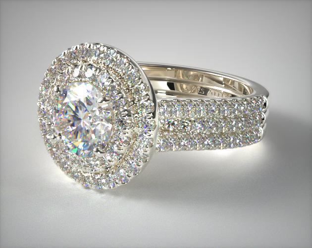 Triple pave halo ring