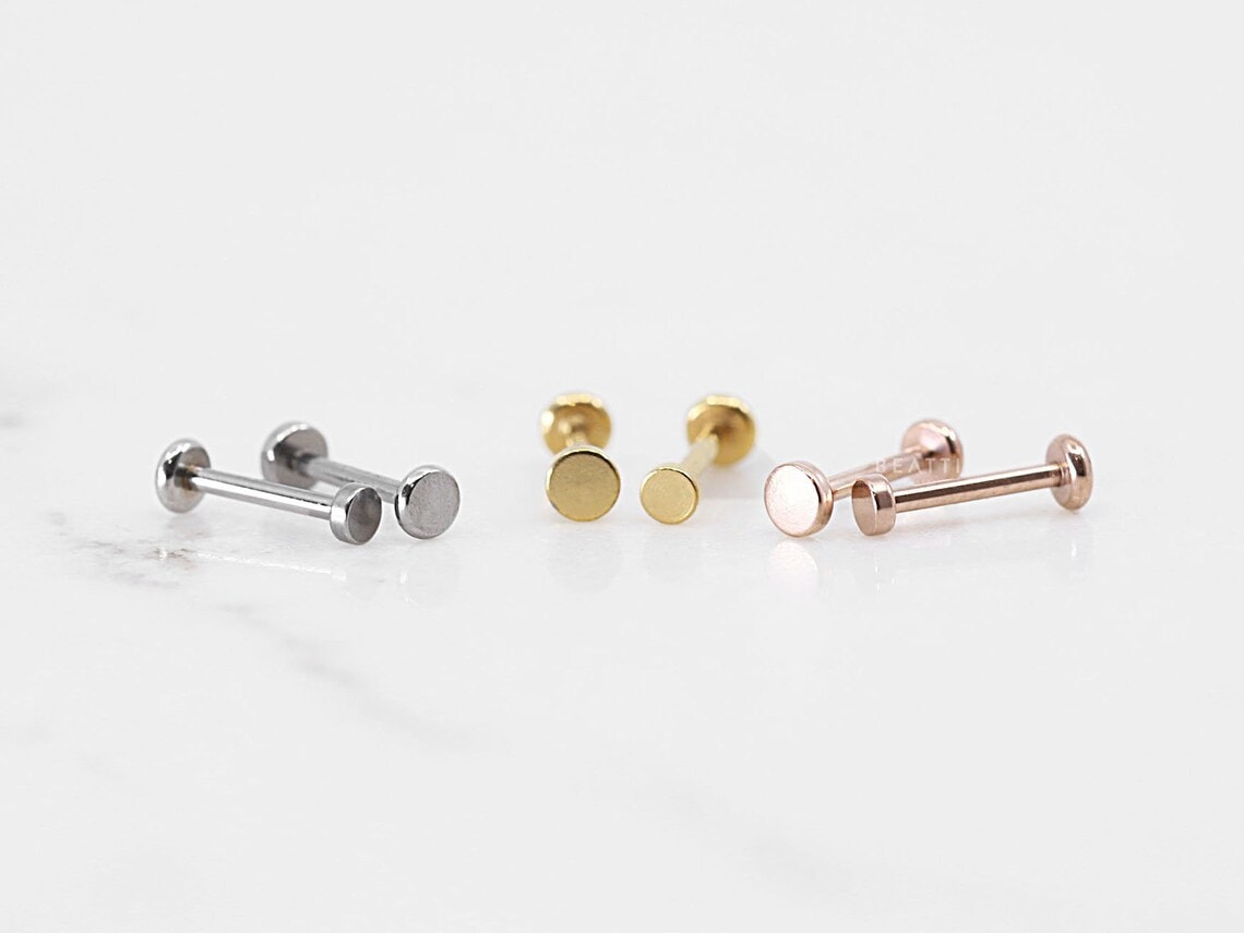 Flat Disc Threadless Push Pin Labret Stud