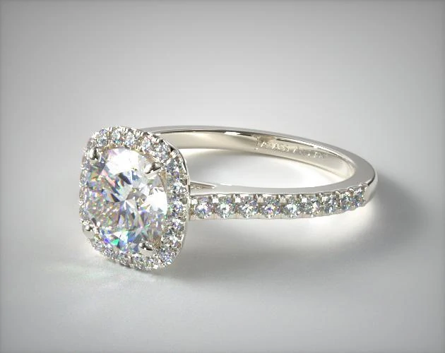 Cushion halo engagement ring