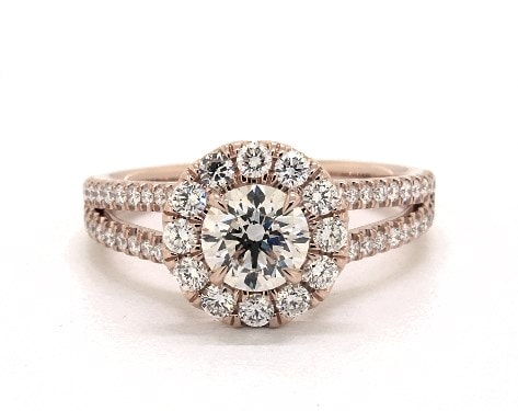Rose gold j color diamond ring