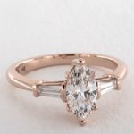 Marquise-baguette diamond engagement ring rose gold