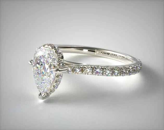 Pear shape pave diamond ring white gold