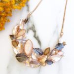 Rose gold leaf bib necklace