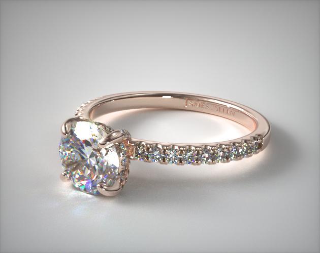 Rose gold pave setting engagement ring