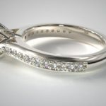 Trellis engagement ring closeup