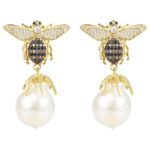 Honey Bee and Pearl Earrings
