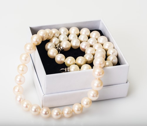 Pearl necklace in box