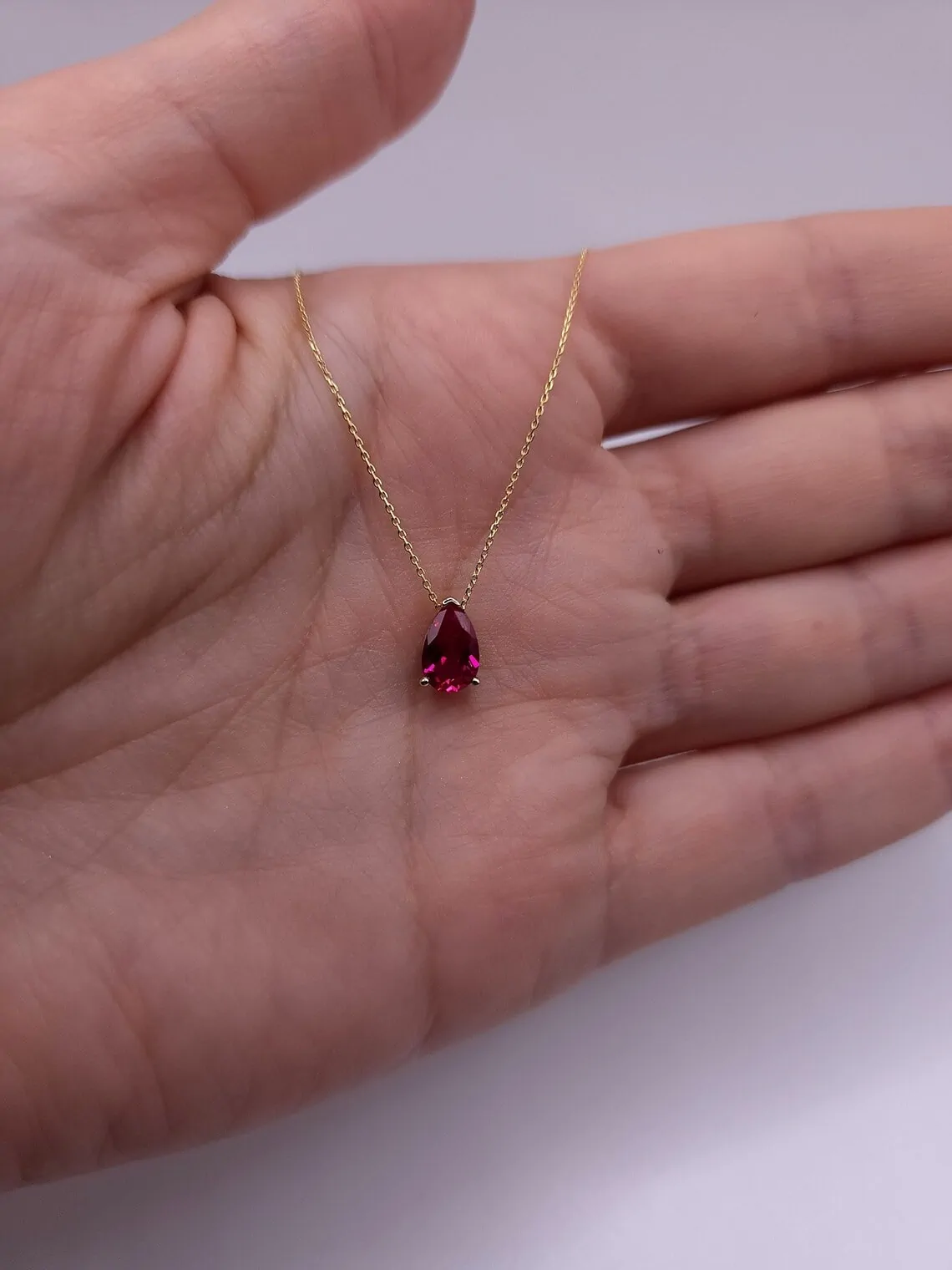 Ruby Teardrop Necklace