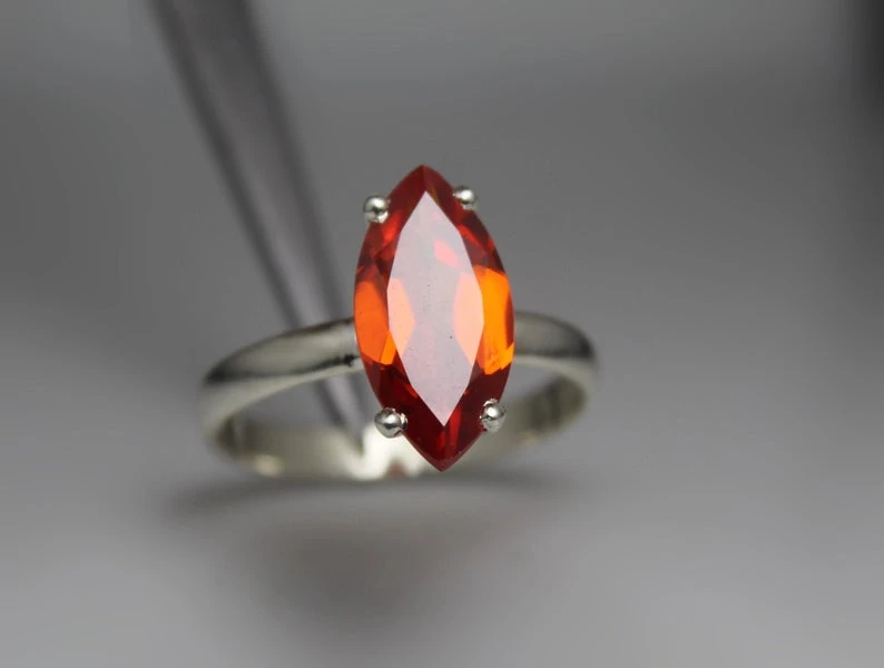 Orange gemstones zircon ring