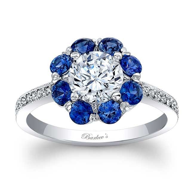Blue Sapphire Moissanite Ring