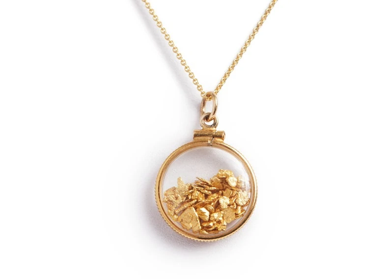 Gold nugget shaker pendant