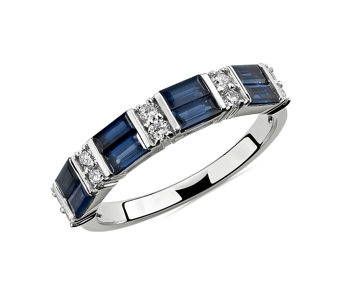 Sapphire baguette and diamond ring
