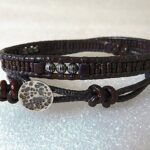 Brown leather wrap cuff anklet