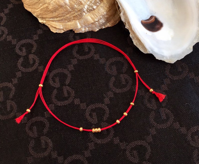 Good luck dainty red cord anklet